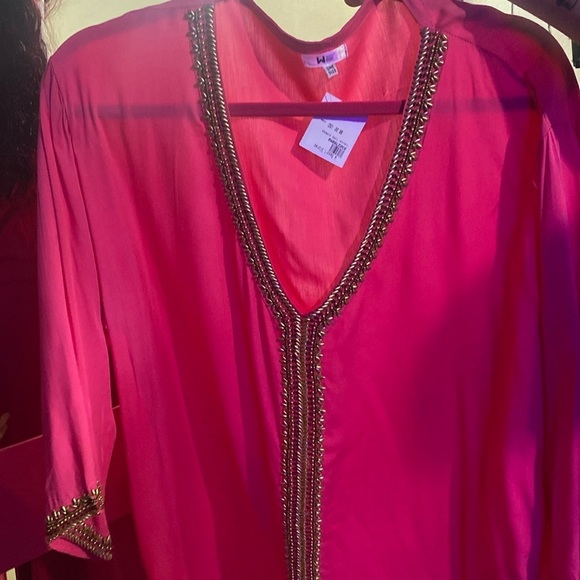 Dominican Republic: Pink Blouses w/Gold Tone Bead Embroidery, NWT - Picture 1 of 1